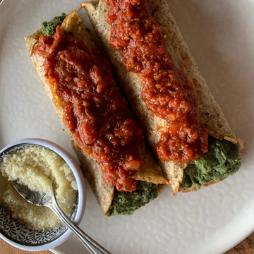 Canelones de Espinaca y Pollo