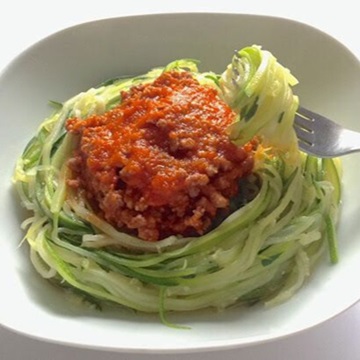 Fideos Zucchini con Bologñesa